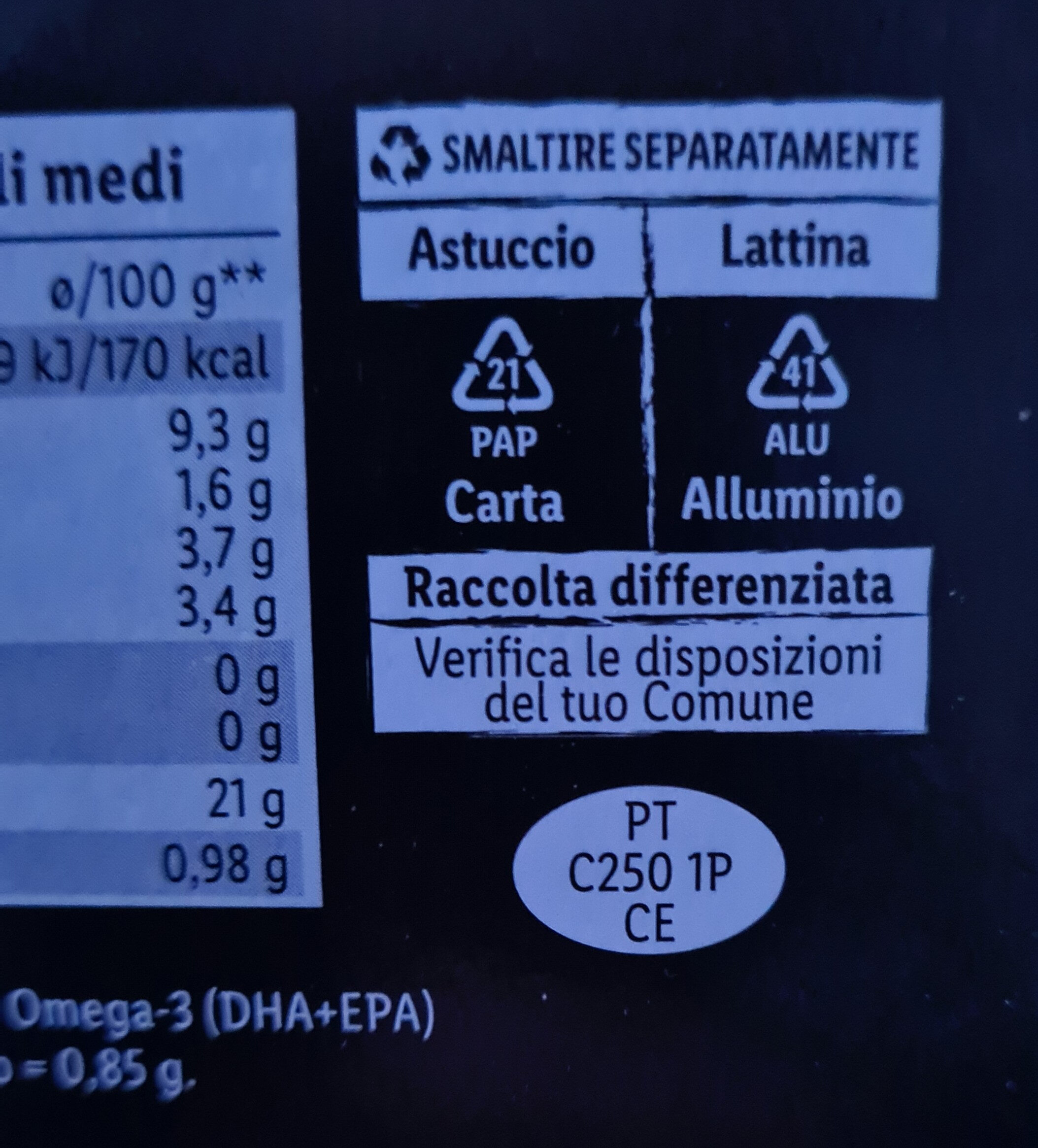 Filetto di Salmone al Naturale - Istruzioni per il riciclaggio e/o informazioni sull'imballaggio - it