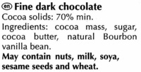 Schokolade 70% cocoa - Ingredienti - en