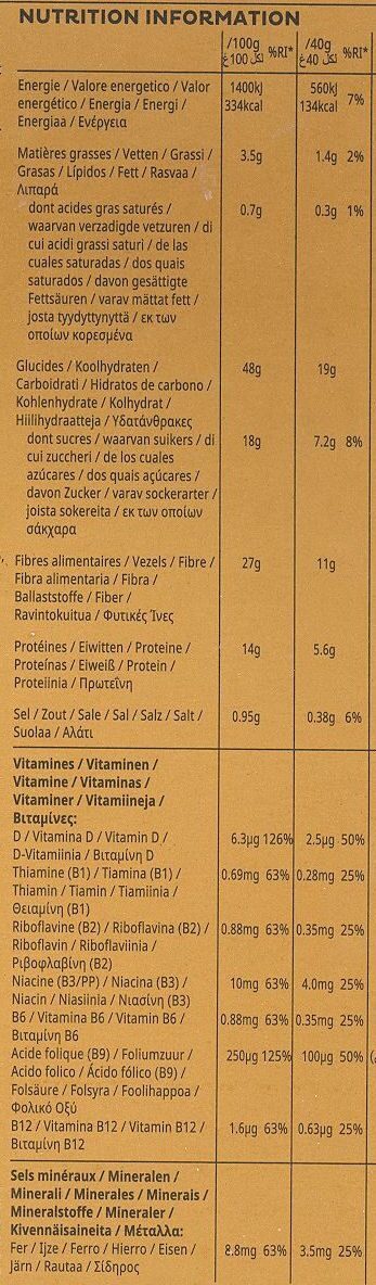 Céréales All Bran Kellogg's Fibre Plus - Valori nutrizionali - fr