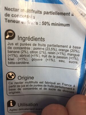 Nectar multifruits - Ingredienti - fr