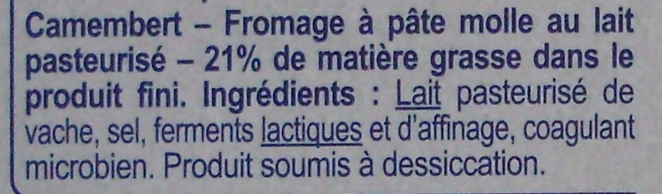 Camembert - Ingredienti - fr