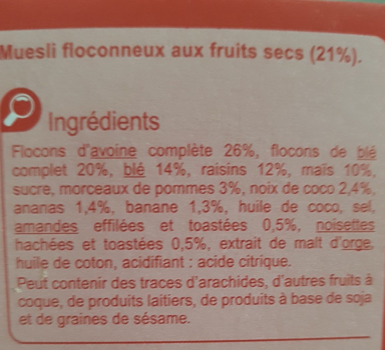 MUESLI & Co 7 FRUITS SECS - Ingredienti - fr