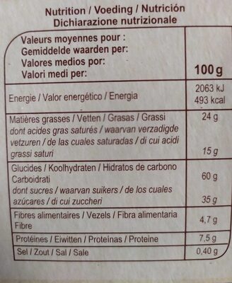 Petit beurre Tablette chocolat noir - Valori nutrizionali - fr