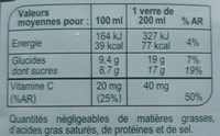 100% pur jus jus d'orange sans pulpe - Valori nutrizionali - fr
