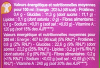 100% pur jus jus multifruits - Valori nutrizionali - fr