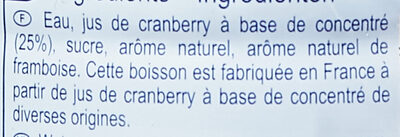 Boisson Saveur Cranberry - Ingredienti - fr