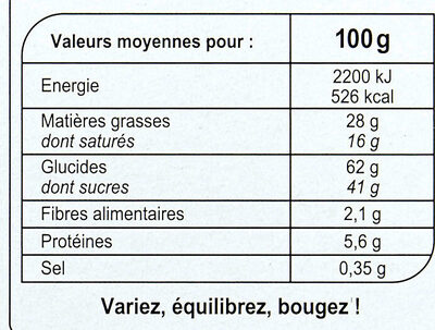 Gourmandises aux 3 chocolats - Valori nutrizionali - fr