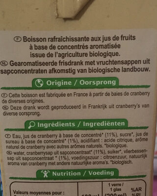 Cranberry - Ingredienti - fr