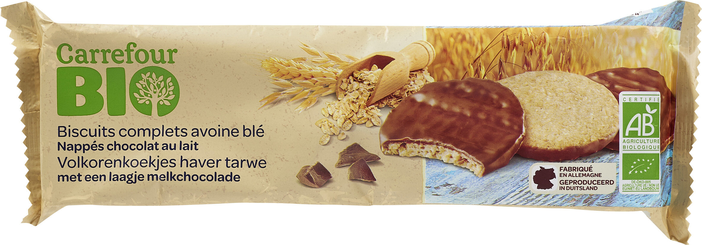 Biscuits complets avoine blé Nappés Chocolat au lait - Prodotto - fr