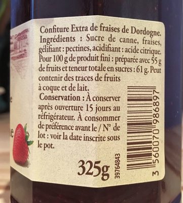 Fraises de Dordogne Confiture extra - Ingredienti - fr