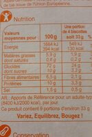 Biscottes goût brioché - Valori nutrizionali - fr