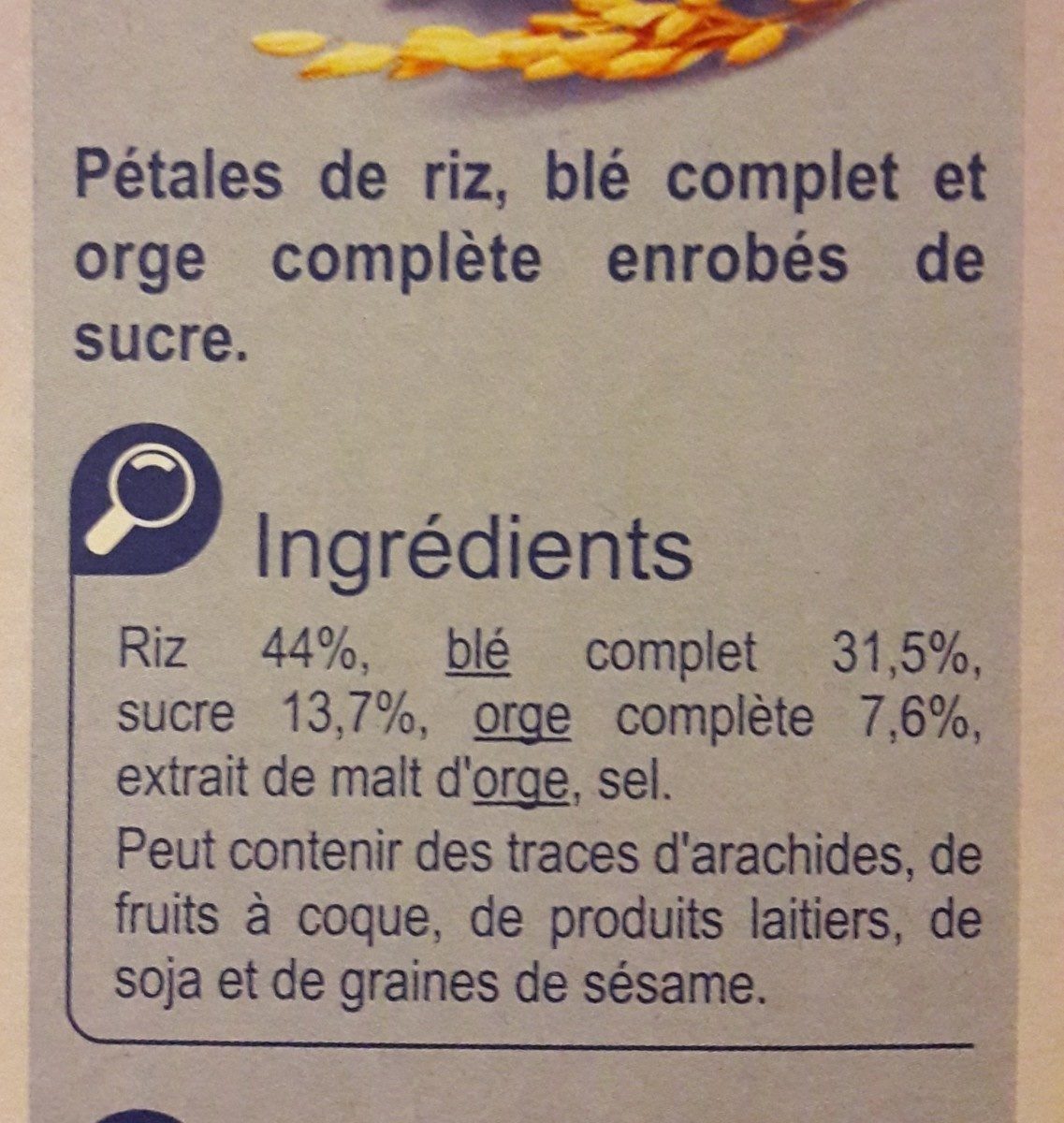Stylesse Pétales de riz, blé complet & orge complète - Ingredienti - fr