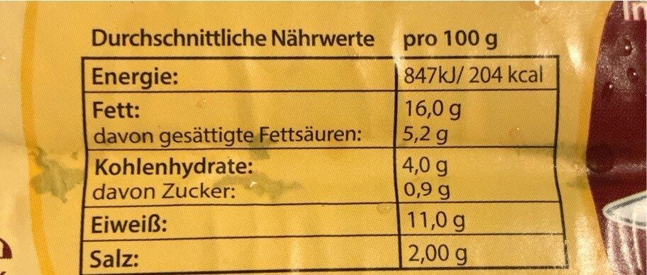 Kartoffeldöner Bratwurst - Valori nutrizionali - it