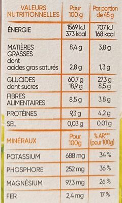 Muesli bio 36% fruits, noix & graines - Valori nutrizionali - fr