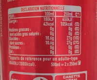 Coca Cola - Valori nutrizionali - fr