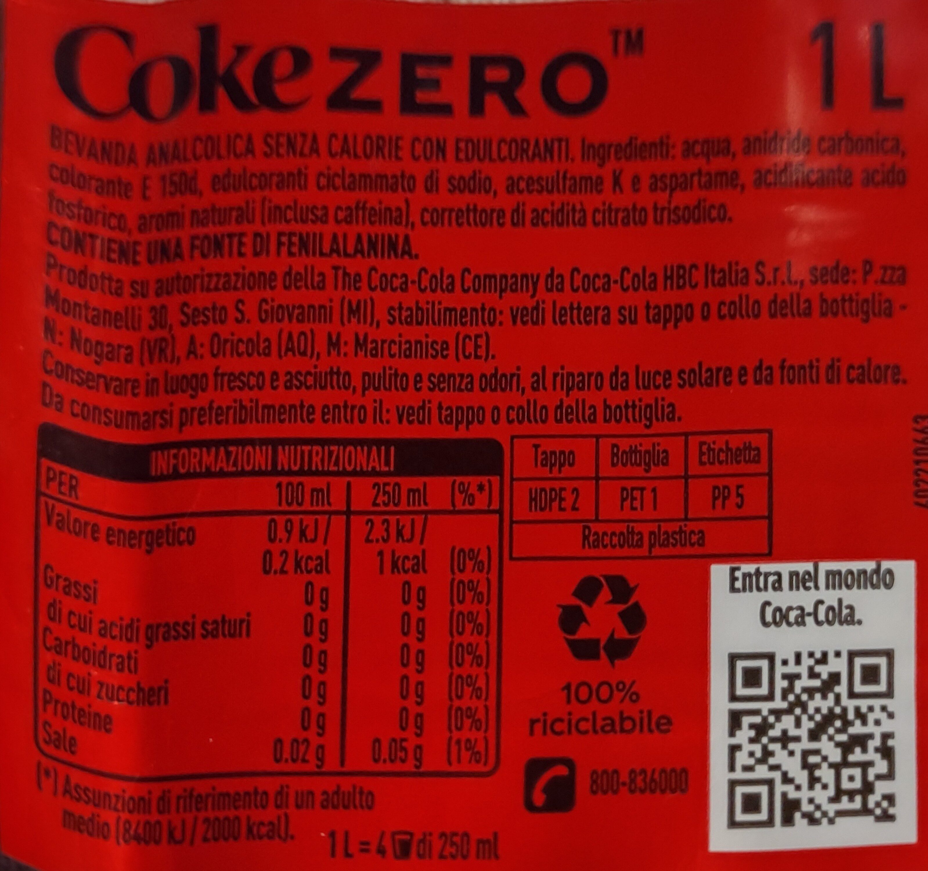 Coca-Cola Zero - Ingredienti - it