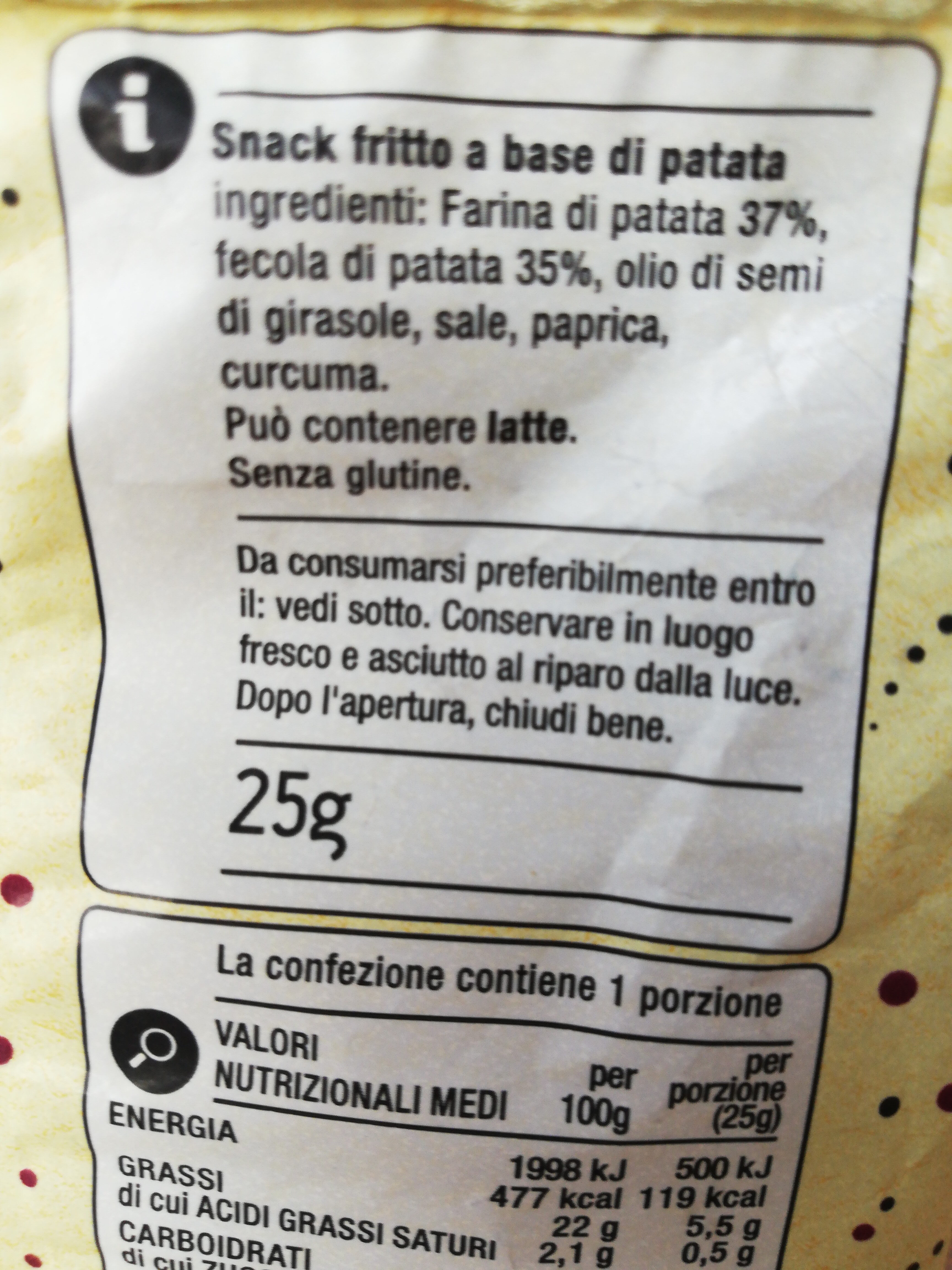 sfogliatine snack a base di patata - Ingredienti - it