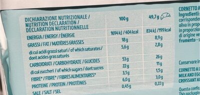 Privolat Cornetti al cioccolato - Valori nutrizionali