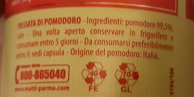 Passata di Pomodoro - Istruzioni per il riciclaggio e/o informazioni sull'imballaggio - it