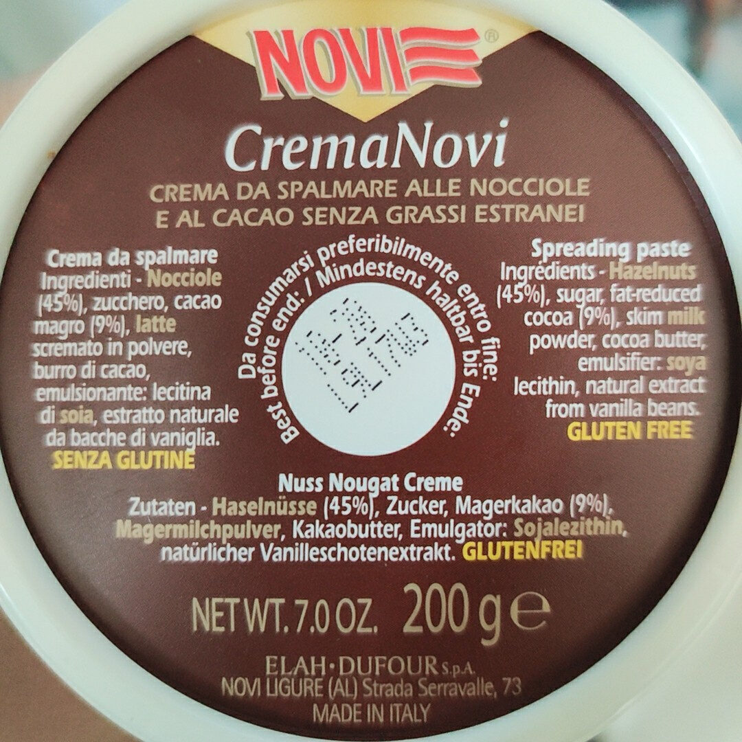 Crema alle nocciole Novi - Ingredienti - it