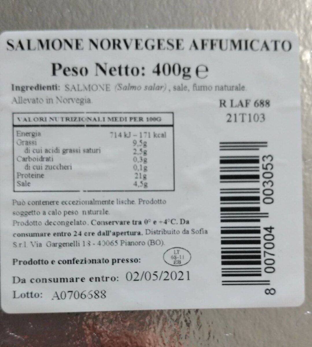 Salmone affumicato - Valori nutrizionali - it