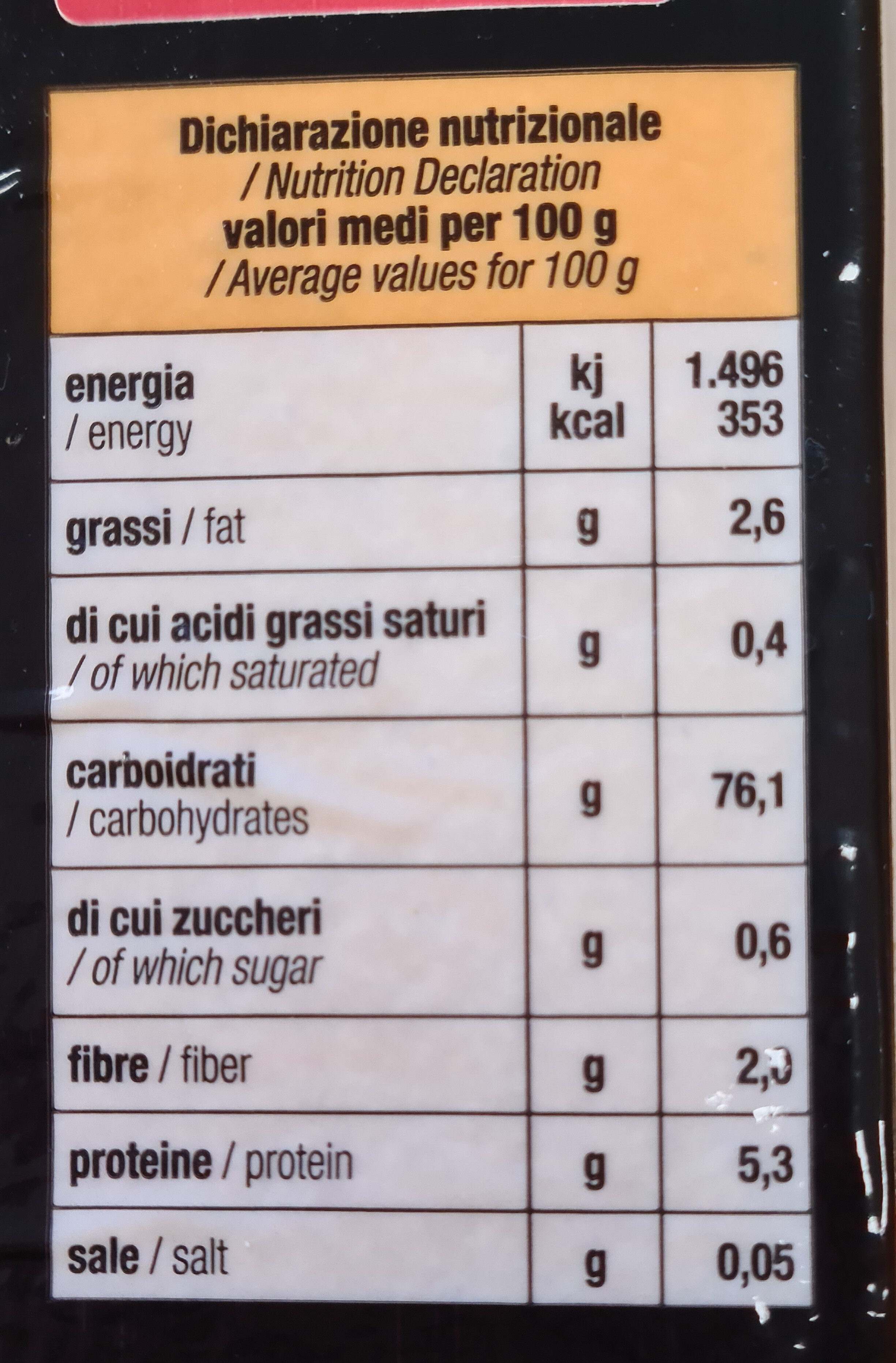 farina di mais giallo per polenta - Valori nutrizionali - it